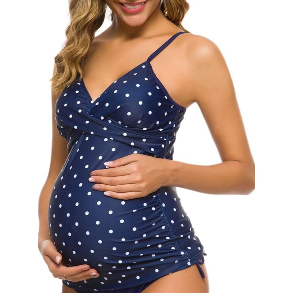 Ziola Maternity Polka Dot Navy White Tankini Top ONLY Size Medium New